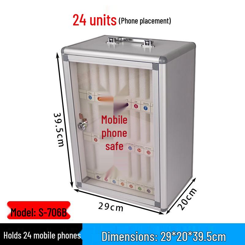 Wall-Mounted Lockable 36-Slot Phone Storage Cabinet
