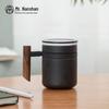 Черная керамическая кружка для чая в стиле дзен с крышкой