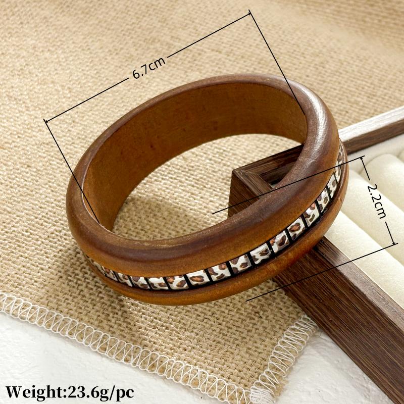 Винтажный этнический деревянный браслет для женщин, панк, геометрический, с заклепками, бусинами, широкий браслет, преувеличенное украшение для рук