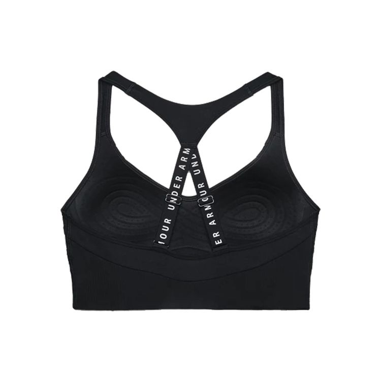 Under Armour Infinity Rib Solid Training Mid-Intensity Sports Bra Women Underwear Black 1365772-001