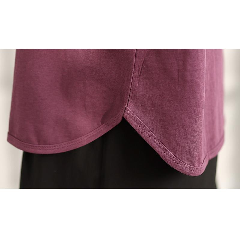 DIMANAF 2025 Women New Summer Loose Plus Size T-Shirt Short Sleeves Cotton Vintage Printing Tops Tees Maxi