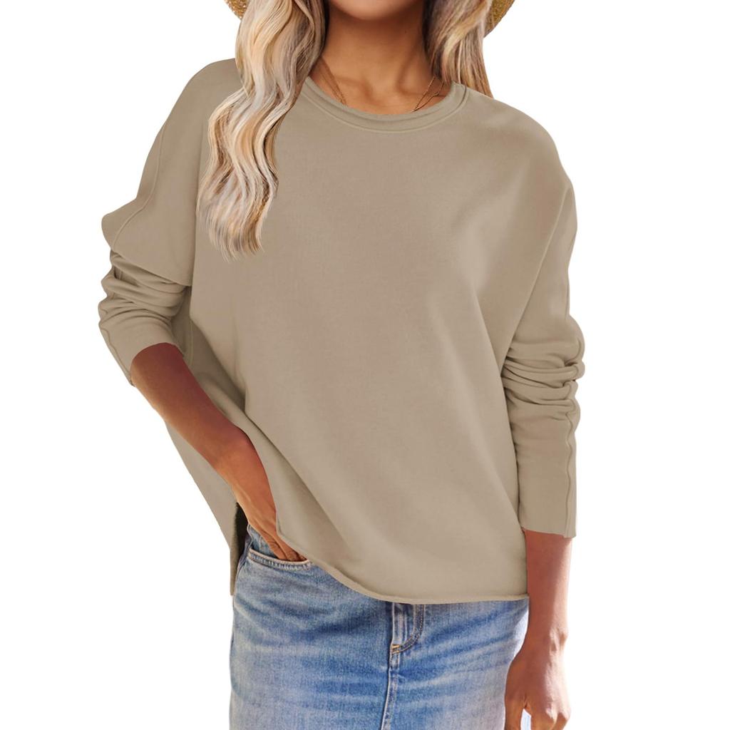 Women's ONeck Long Sleeve Sweatshirt Fall Winter Lightweight Pullover