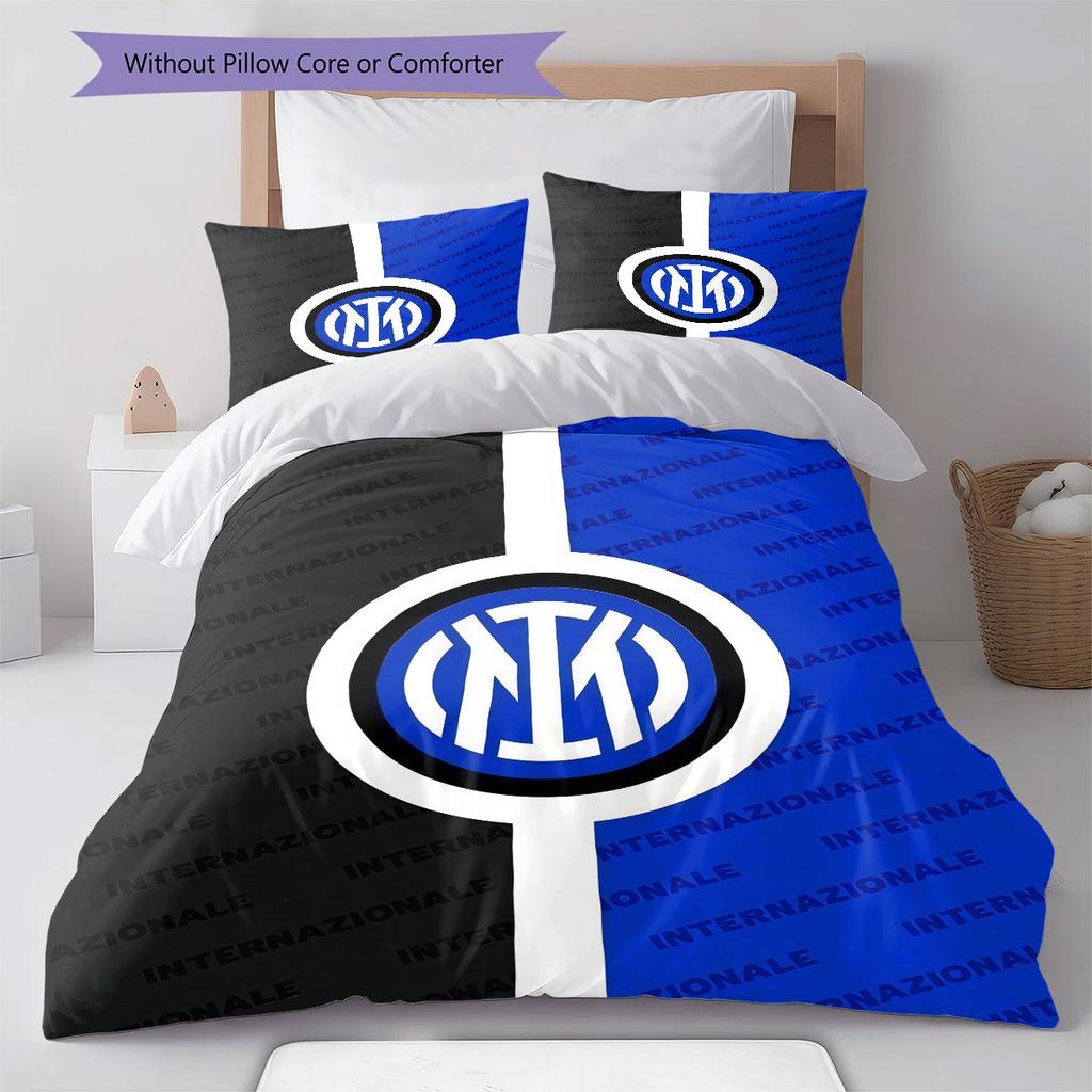 Inter Milan Pattern Bedding Home Decoration Birthday Gift ( 1 duvet cover + 2 pillowcase, without core),fan merchandise.