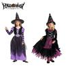 Изысканный детский костюм ведьмы на Хэллоуин из шелковистой ткани с замысловатыми деталями