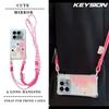 KEYSION Crossbody Strap Phone Case for Infinix Note 40 5G Cute Cartoon Long Lanyard Mirror Shockproof Cover for Infinix Note 40 5G