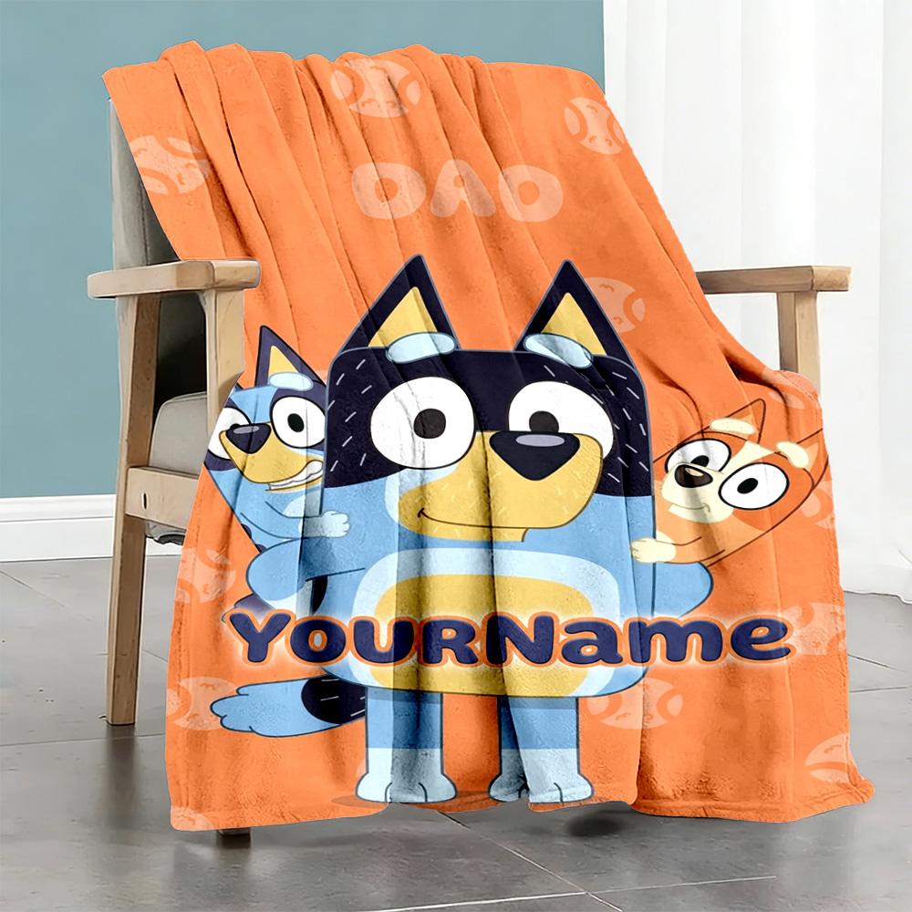 Bluey 72 Personalized Name Blanket Lightweight Personalized Blanket Soft Warm Cozy Suitable for Picnics Living Room Nap Office Chair
