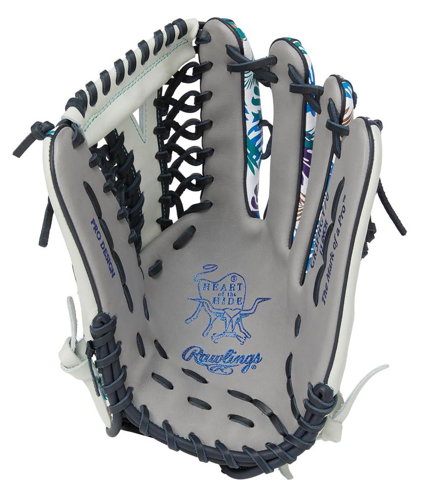 Rawlings Baseball Soft GRAPHIC 2023 Size Glove, Adult, Baseball, HOH® [Outfielder], 13, GR3FHGY70, Gray/White (Left-handed throw)