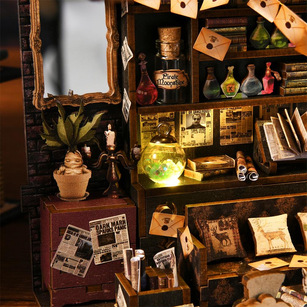 Кит для бук-нука Волшебный дом Сделай сам Деревянный пазл Вставка для книжной полки Декор Модель кукольного домика Книжная закладка Строительство Домашнее украшение Подарки