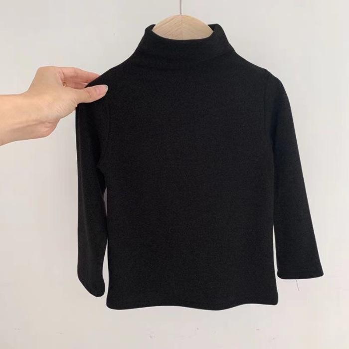 Детский бархатный топ с полувысоким воротником и длинными рукавами на осень и зиму