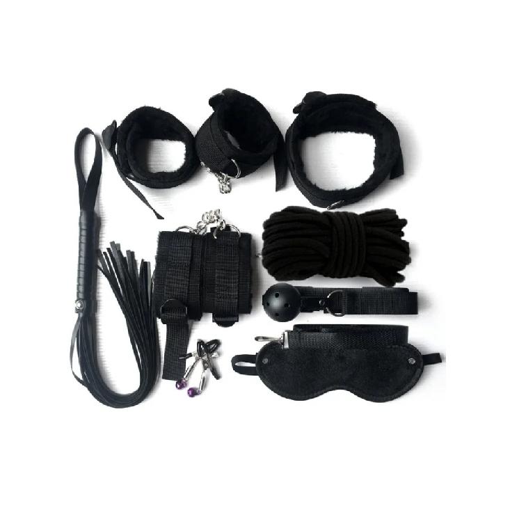 BDSM Restraint Sets, Female Sex Toys Handcuffs, Gags, Blindfolds, Whips, Restraint Straps, Nipple Clamps Adult Game Accessories,