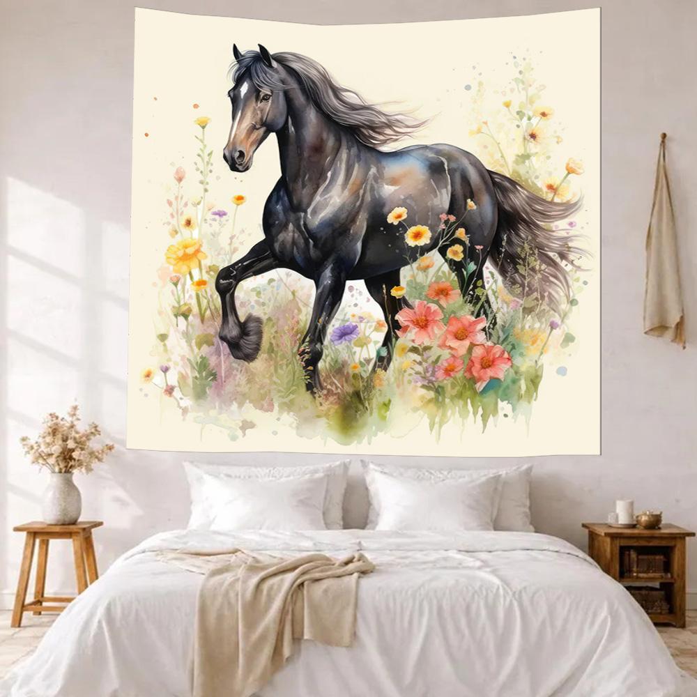Horse Wall Decor Tapestry Art For Pet Memorial Birthdaywedding Party Backdrop Family Gift