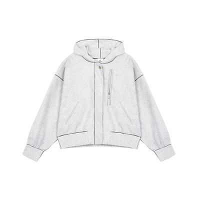 Спортивная повседневная укороченная куртка на молнии с капюшоном Женская верхняя одежда Светло-серый DQ6668-084