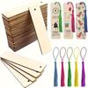 20Pcs Wooden Blank Bookmarks With Tassels Set Diy Wooden Craft Bookmarks Square Tag Wedding Birthday Party Decor