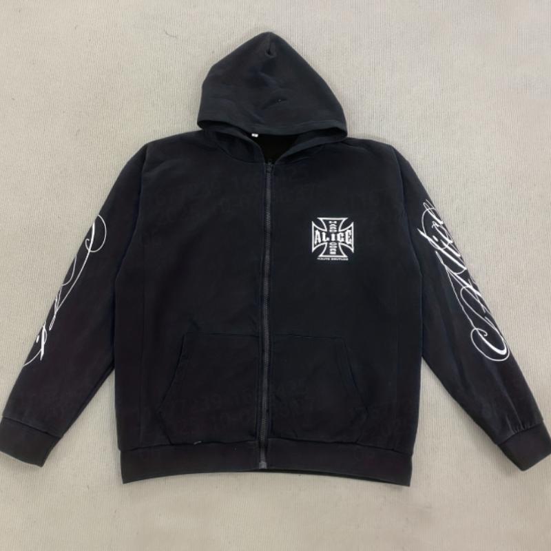 Толстовка с капюшоном на молнии с принтом в европейском и американском ретро-дизайне