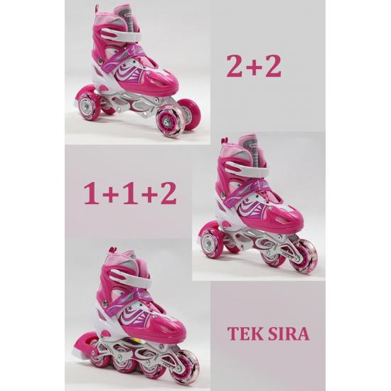 Розовый регулируемый 2 2 освещенный металлический тренировочный шлем для катания на коньках с коленом