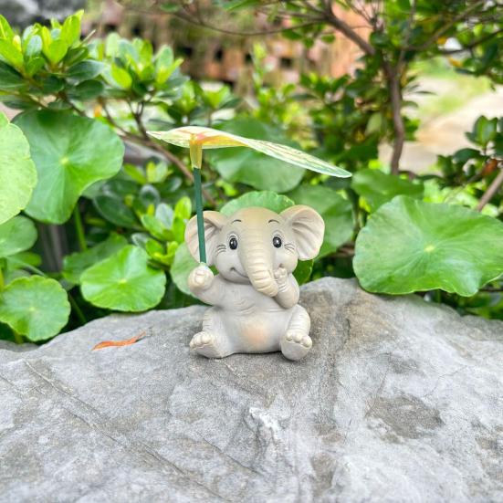 Садовое украшение Мультяшный слон Черепаха Лягушка Дизайн Водонепроницаемая полимерная скульптура животного Декор для сада Патио Балкона