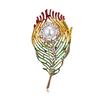 Женская эмалированная брошь "Перо" с кристаллами