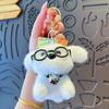 Cute Doll Keychain Cartoon Plush Glasses Puppy Pendant Stuffed Animals Stuffed Toy Children Gifts