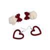 Bowknot Women Fashion Christmas Earrings Jewelry Gifts Heart Stud Earrings Red Velvet Ear Clip