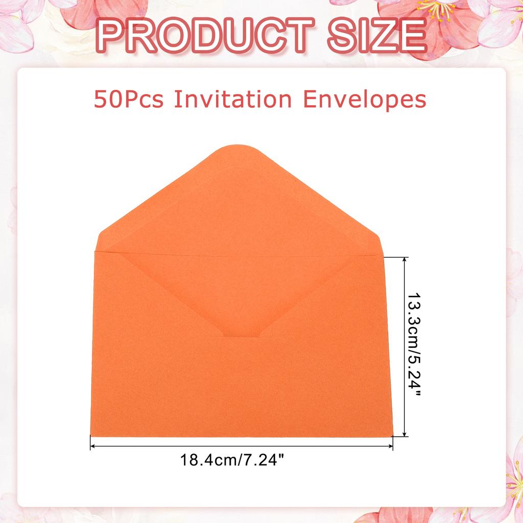 50Pcs 7x5 Inch Invitation Envelopes A7 Greeting Card Envelopes V-Flap Envelopes Card Sleeves for Mailing Wedding Birthday Gift
