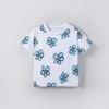 2-7 Years Girls Cotton Blend Tops Toddler Casual Kids T-Shirt Cute Flower Print Summer Children Round Neck Short Sleeves Tees