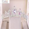 Kmvexo Vintage Ab Blue Gold Crystal Bridal Tiaras Brides Heart Drop Hairbands Crowns Wedding Hair Accessories Выпускные украшения Подарки