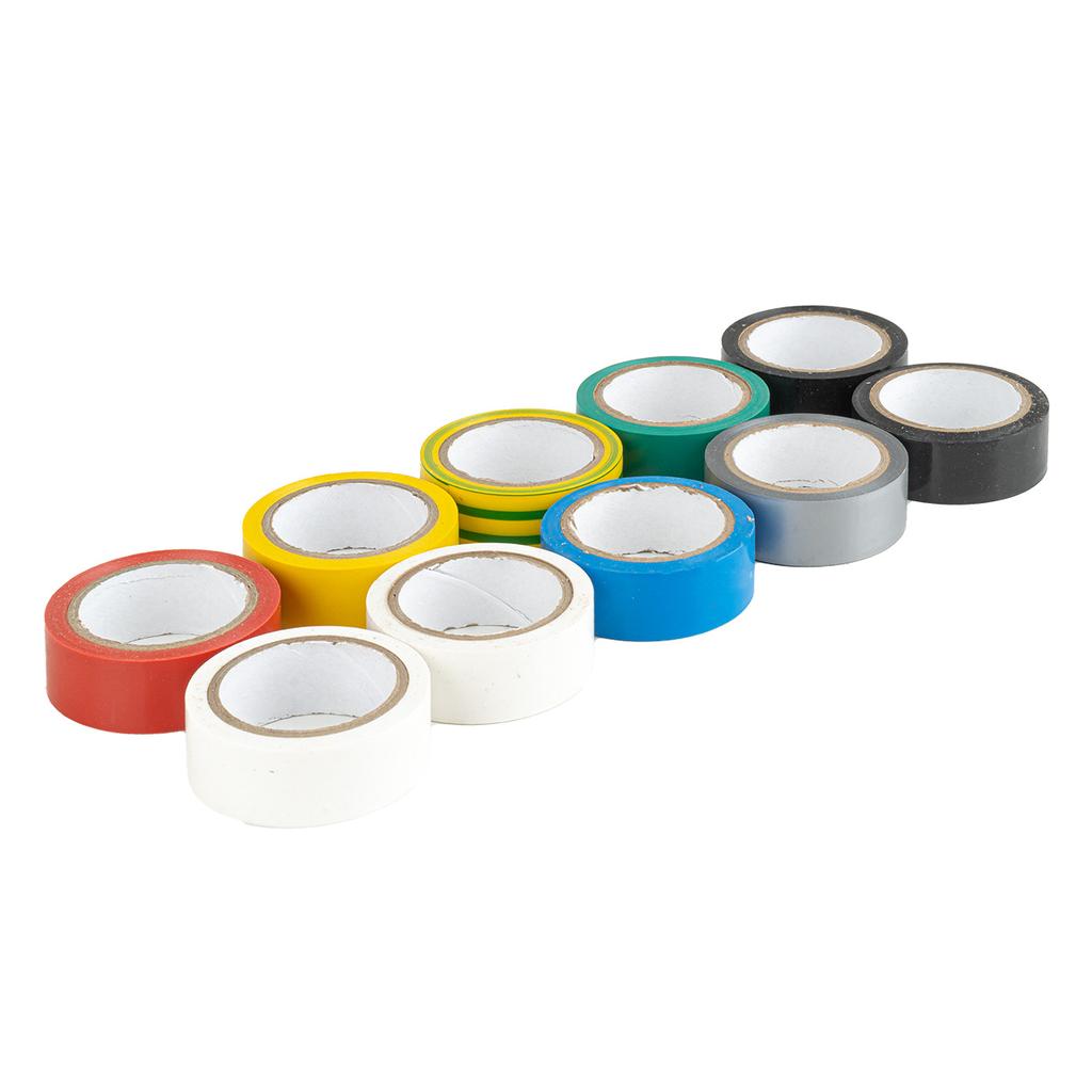 Colored Insulating Tapes Set of 10 Pcs 18mm x 5.5m x 0.13mm Amio-04846