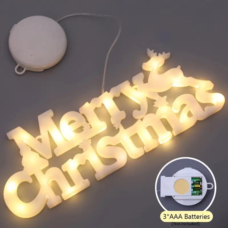 Светодиодная 3D буква Merry Christmas, световая вывеска, настольная табличка, праздничная вечеринка, домашнее украшение, орнамент, декор