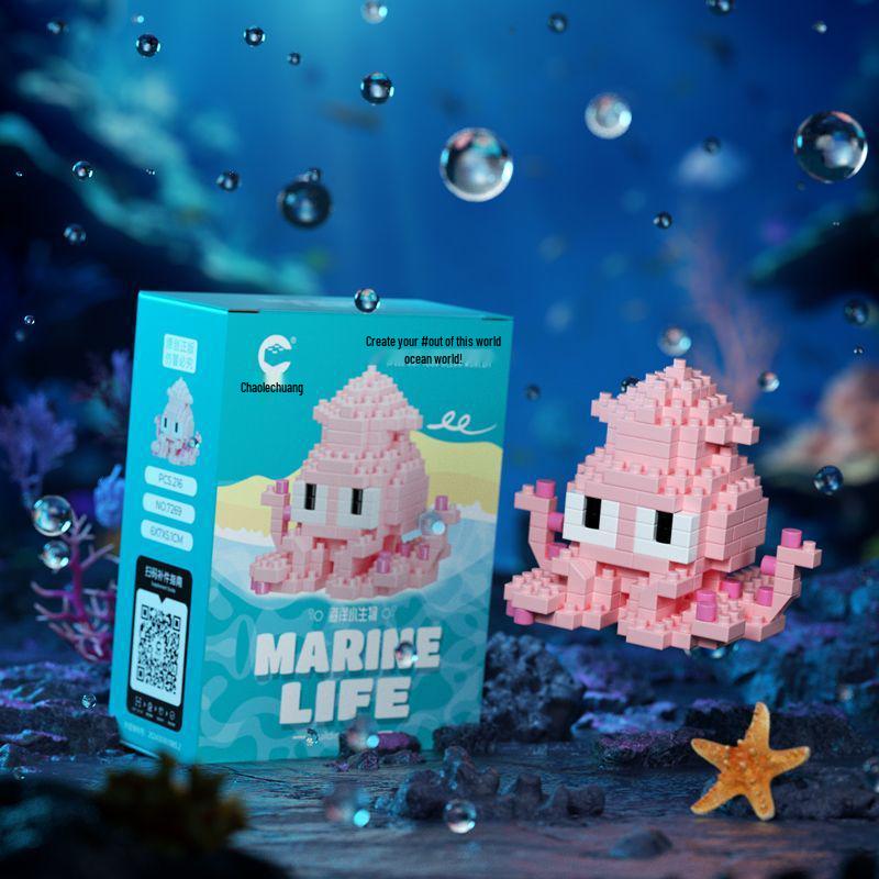 Совместимо с Lechaochao Lechuang Shark Model Marine Life Building Blocks Toy для детей