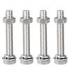 Hex Thread Bolts, Nuts, and Flat Lock Washer Kit, M8 X 50mm, 304 Stainless Steel, Fully Threaded Hex Bolts, Set of 4