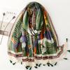 Ladies Scarf Thin Silk Scarf Spring Summer Tropical Plants Flowers Bugs Birds Bali Yarn Women Tassel Shawl