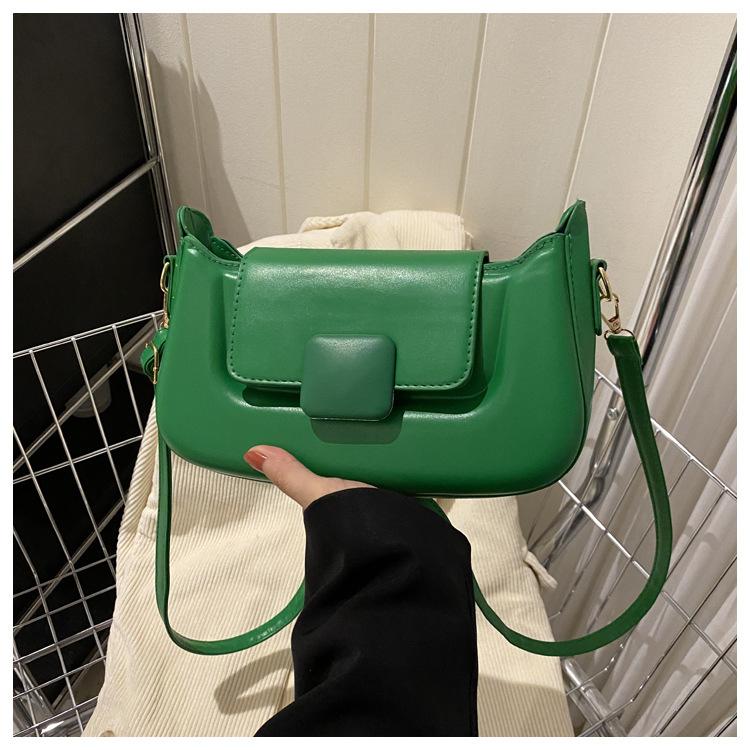 Versatile Ind Korean Version Solid Color Texture Underarm Bag Female 2024 Winter Retro Commuter Messenger Bag Small Square Bag Female