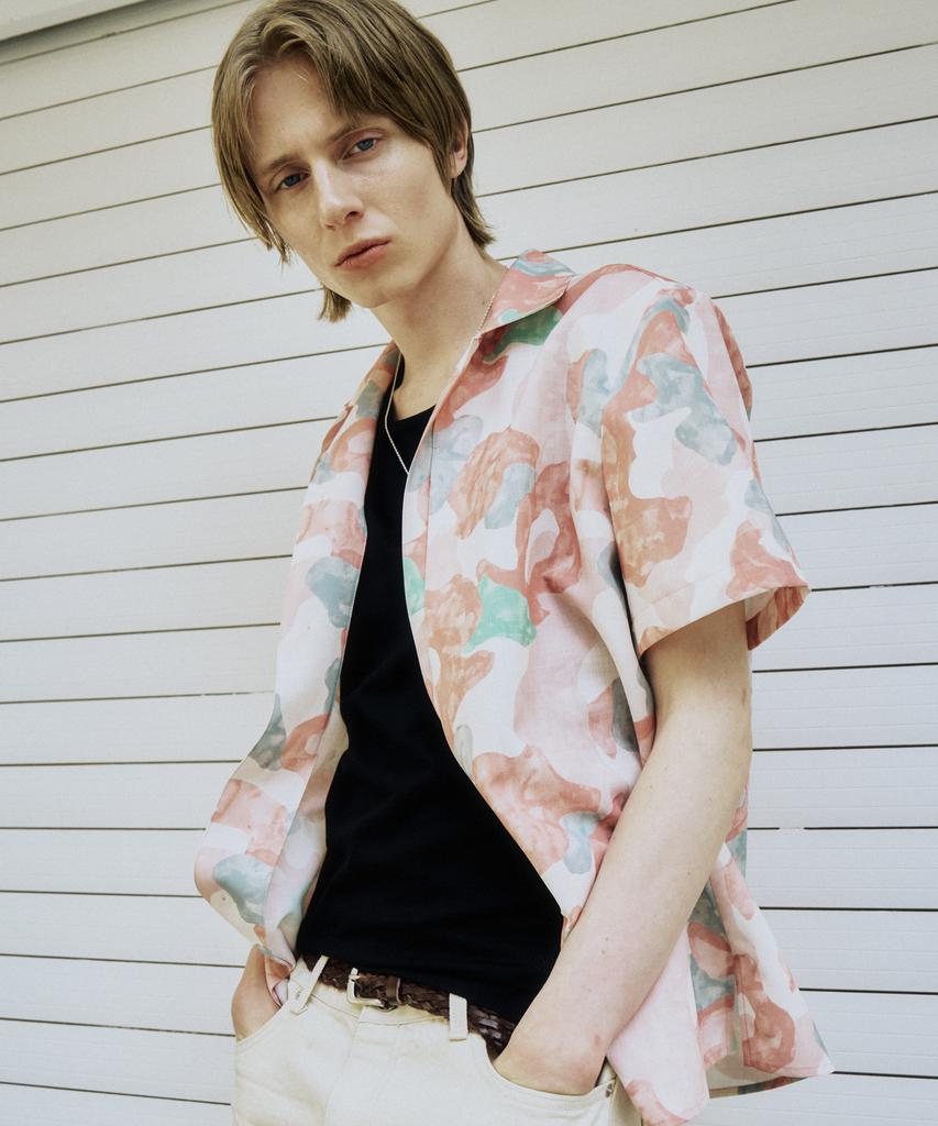 DUSTYWHITE Cloud Pattern Open Collar Shirt