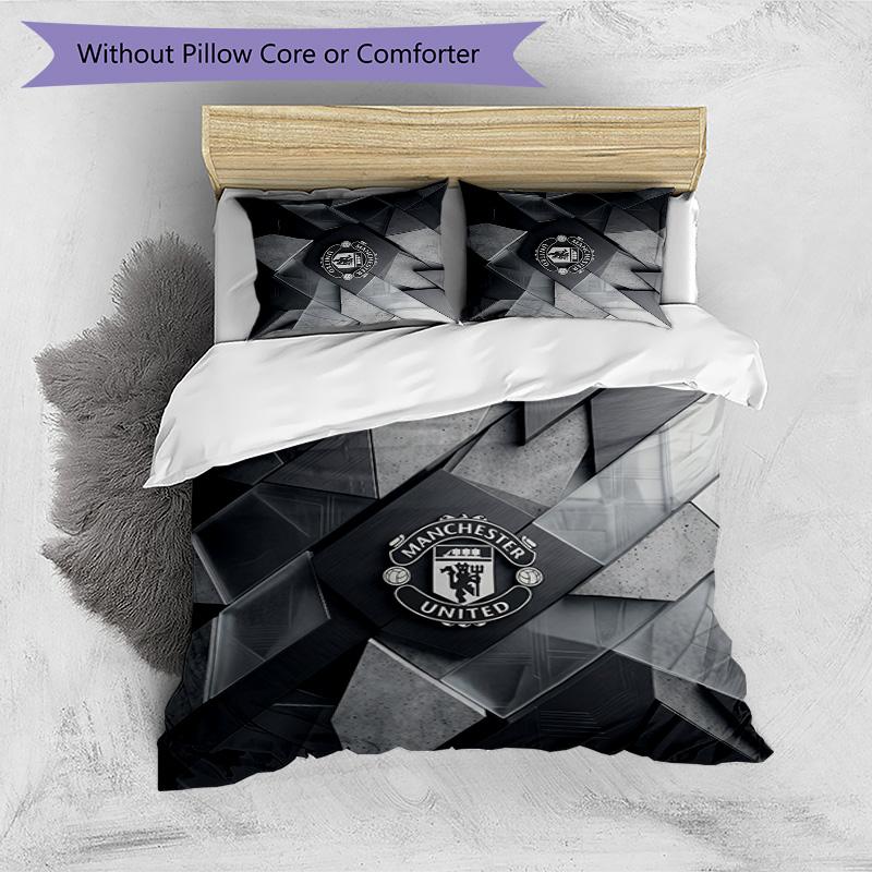 Manchester United Pattern Printed 3PCS Bedding Set Soft Skin-Friendly Washable Duvet Cover & Pillowcases Set All Season Bedroom