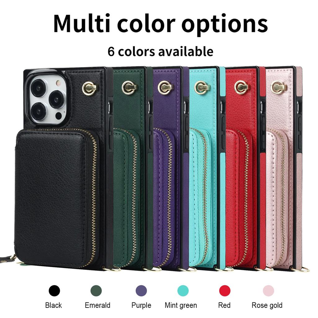 Zipper Purse Bag Card Holder Leather Flip Case For iPhone 14 15 16 Pro Max 12 13 X XS XR 7 8 Plus SE2022 Wallet RFID Stand Cover