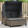 VidaXL Garden Sofa 2 Seater with Canopy and Stools, Patio Seat, Outdoor Balcony Terrace Furniture, Grey Resin 365783