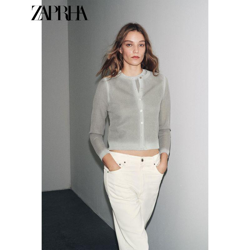Zaprha 2025 Autumn New Women Fashion round Neck Long sleeve Gradient Effect Knit cardigan Outerwear 2893159