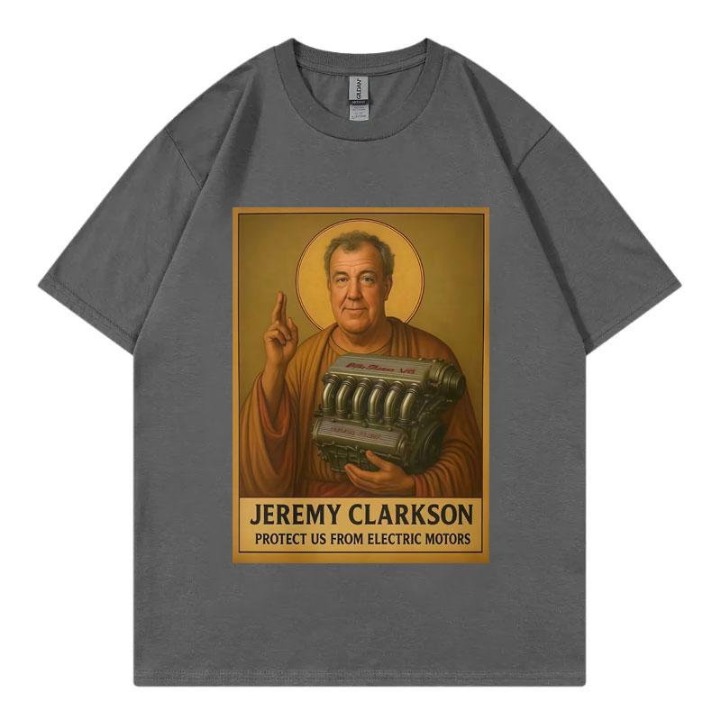 Jeremy Clarkson Protects Us From Motor Damage Tshirt Top Gear Fun Meme Pattern 2025 Summer Mens Womens Fashion Loose Tshirt