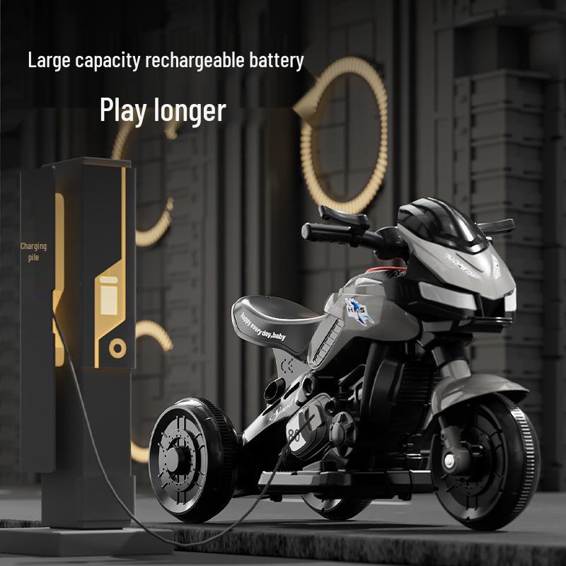 Детский электрический трехколесный велосипед: Игрушечный мотоцикл с аккумулятором и дистанционным управлением для мальчиков и девочек