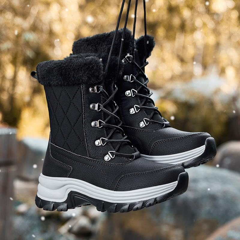 Зимние женские ботинки Нескользящие на шнуровке Белые зимние ботинки Большой 43 Плюшевая подкладка Модные ботильоны Botas De Mujer Обувь для верховой езды