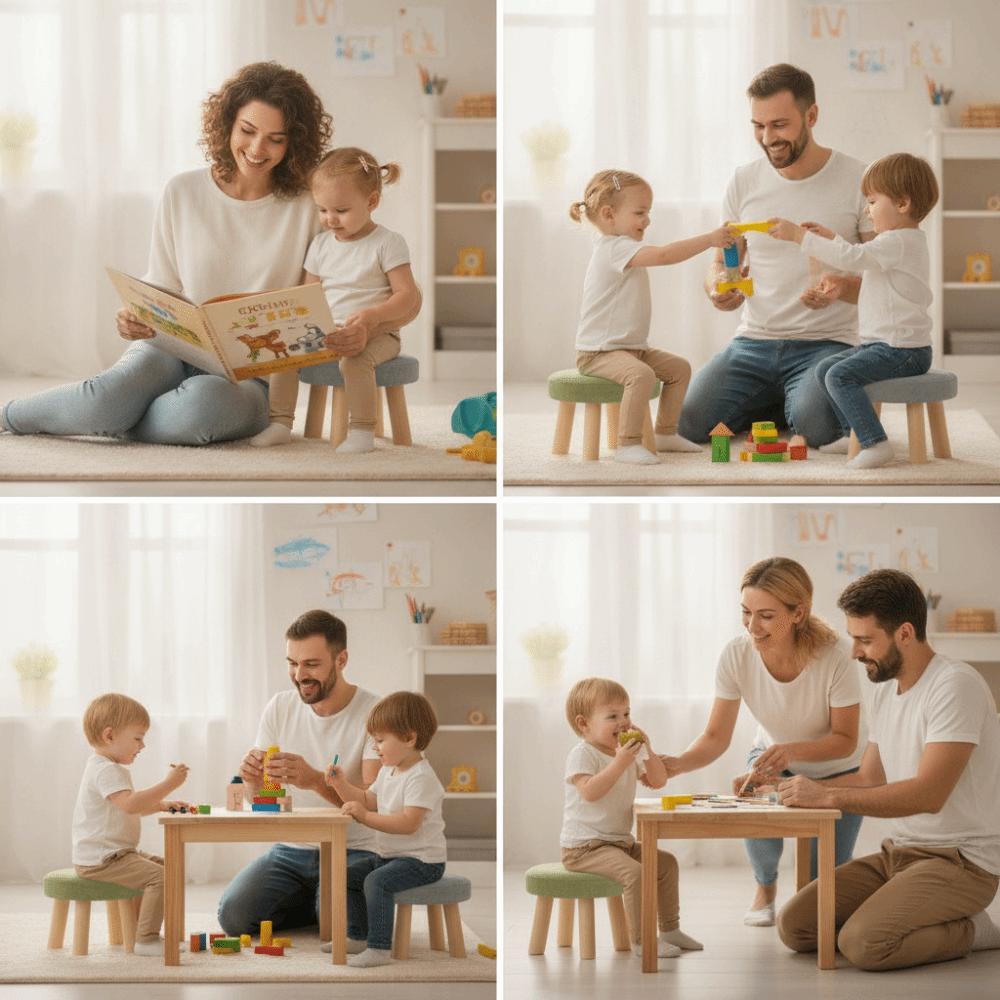 Soft Solid Wood Small Foot Stool Non-Skid Large Load Bearing Low Seat Comfortable Thickened Sponge Cushion