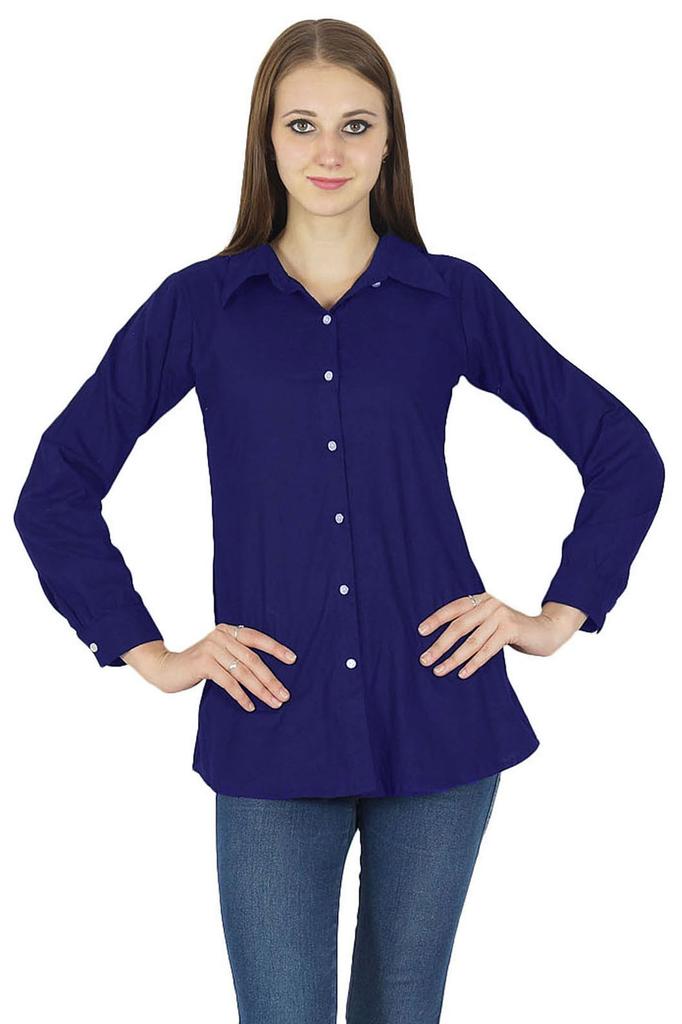 Top Cotton Shirt Long Sleeve Solid Short Kurta Women Clothing
