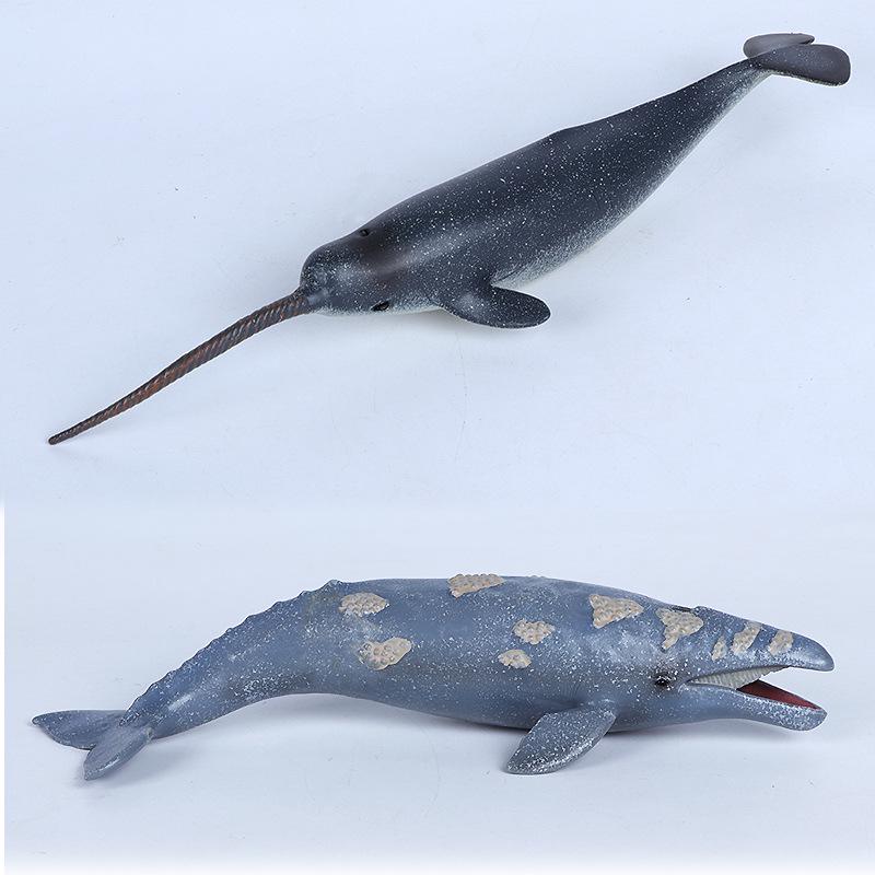 Cross-Border Marine Life Model Toy: Gray Whale, Orca, Humpback, Narwhal, Great White Shark