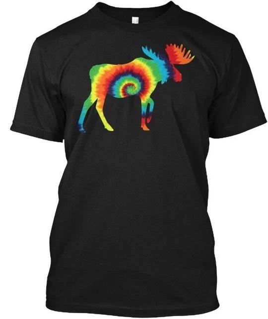 Tie-dye Moose Artistic Animal Love Peace T shirt Made in the USA Size S to 5XL
