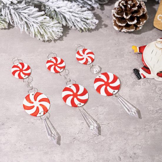 9 шт. Рождественские украшения из конфет, красные и белые круглые конфеты, подвесное украшение на Рождество
