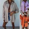 Women Shirt Tops Lapel Long Sleeve Single Breasted Shirt Tops Solid Color Loose