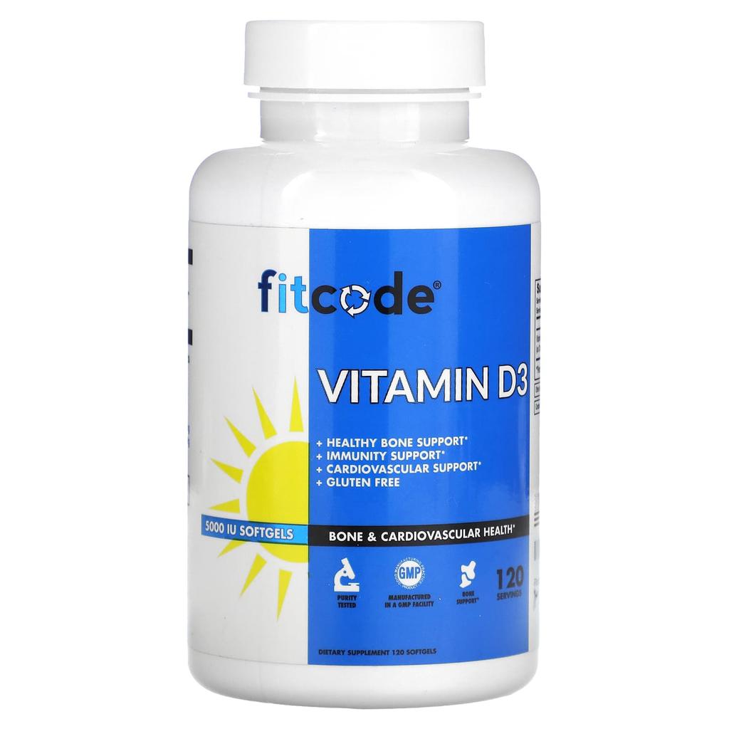 Fitcode, витамин D3, 5000 МЕ, 120 мягких капсул