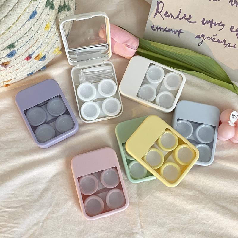 Women Stylish Mirror Lovely Eyes Portable Mini For Travel Kit Contact Lens Storage Beauty Accessory