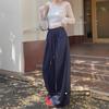 Women's Elastic Waist Wide-Leg Casual Pants: Loose Fit, Floor-Length, Early Autumn Sweatpants