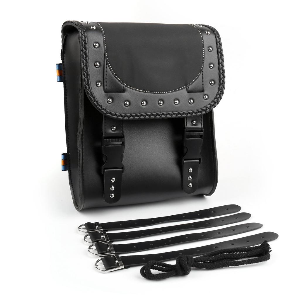 Bruce Shark Motorcycle Round Saddle Tool Waterproof PU Side Black & Saddlebag, Barrel, Bag, Bag, Bag,